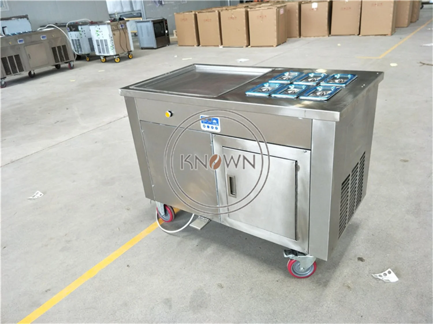 Electric Thailand Rolled Fried Ice Cream Machine Stainless Steel Fry Ice Cream Roll Making Machine Hot Sale 4