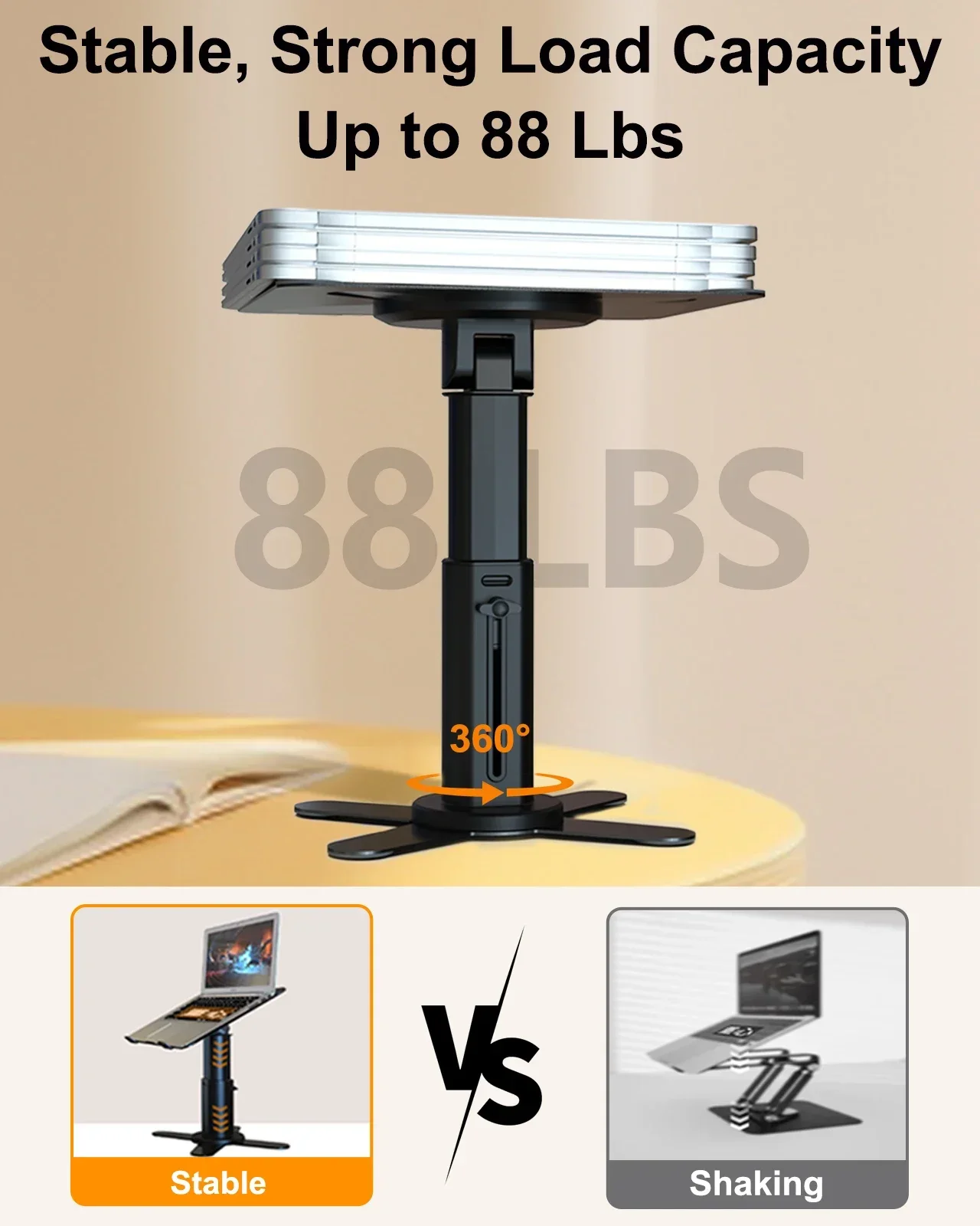 Eary Laptop Stand for Desk Ergonomic Foldable With 360 Rotating Base Adjustable Height Tablet Computer Stand Office Accessories