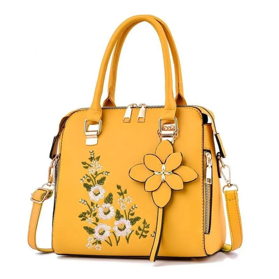 1 Pcs Embroidery Handbag For Women PU Leather Tassel Crossbody Bag Handle Bag Female Shoulder Bag