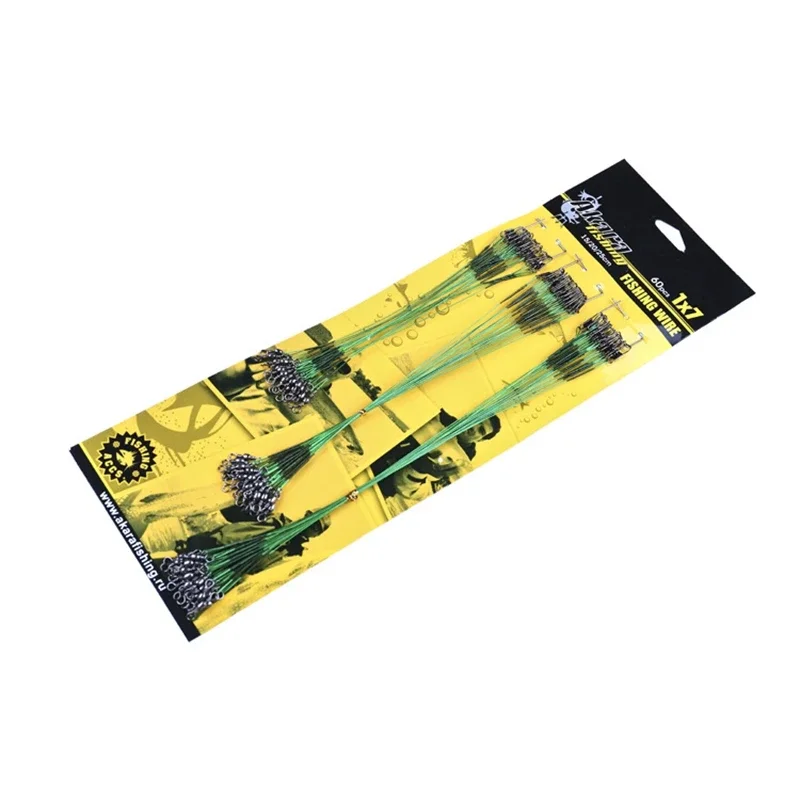 

60pcs Nylon coated Steel Fishing rope 15cm 20cm 25cm Leash Swivel Lead Tracking Tools Fish Line