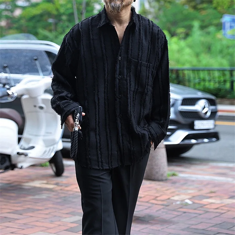 Men s Stylish Plaid Print Button Down Shirt with Turn-Down Collar and Long Sleeves for Fall and Winter Casual Wear