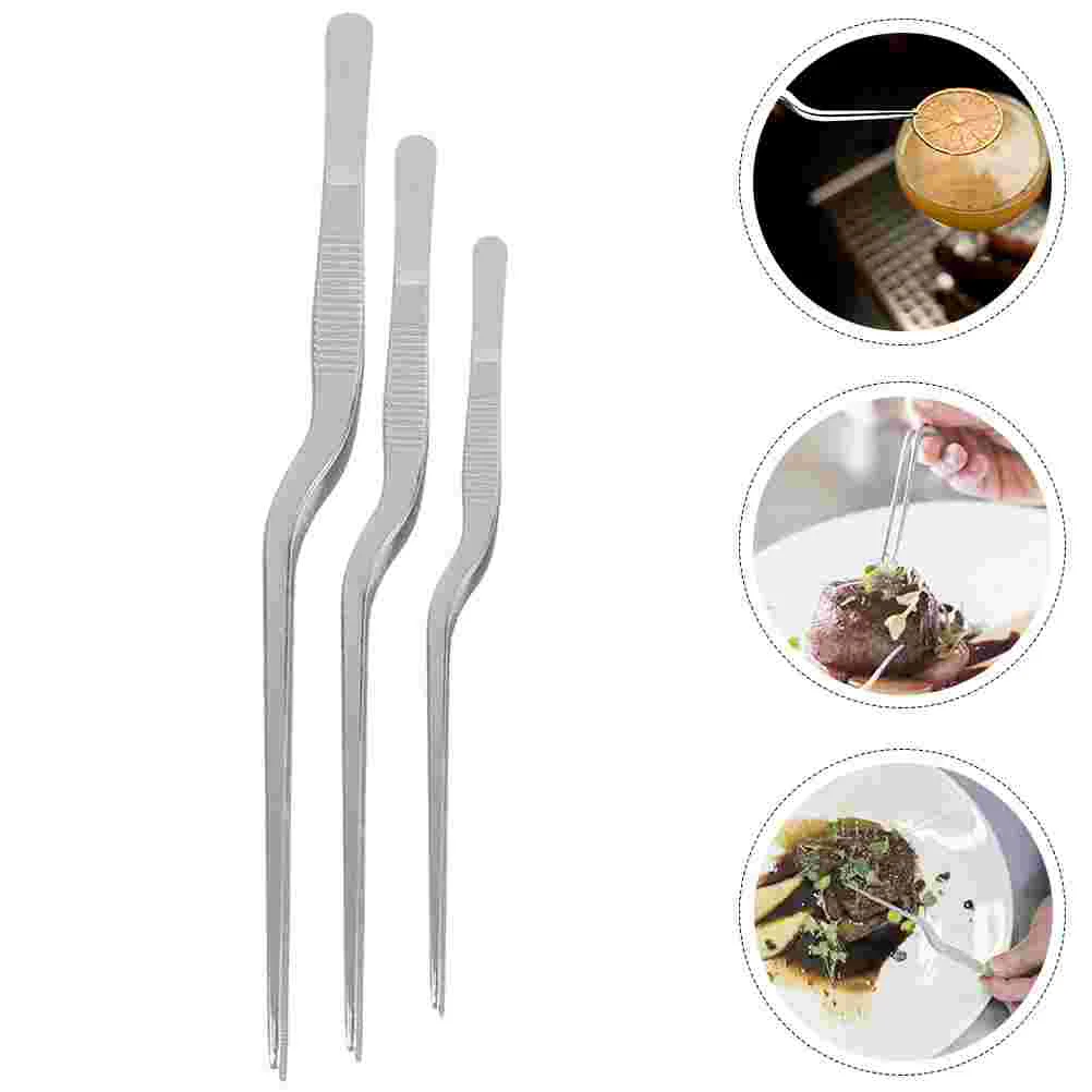 

3Pcs Stainless Steel Tweezers Food Tweezers Metal Food Tongs Fish Bone Tweezers