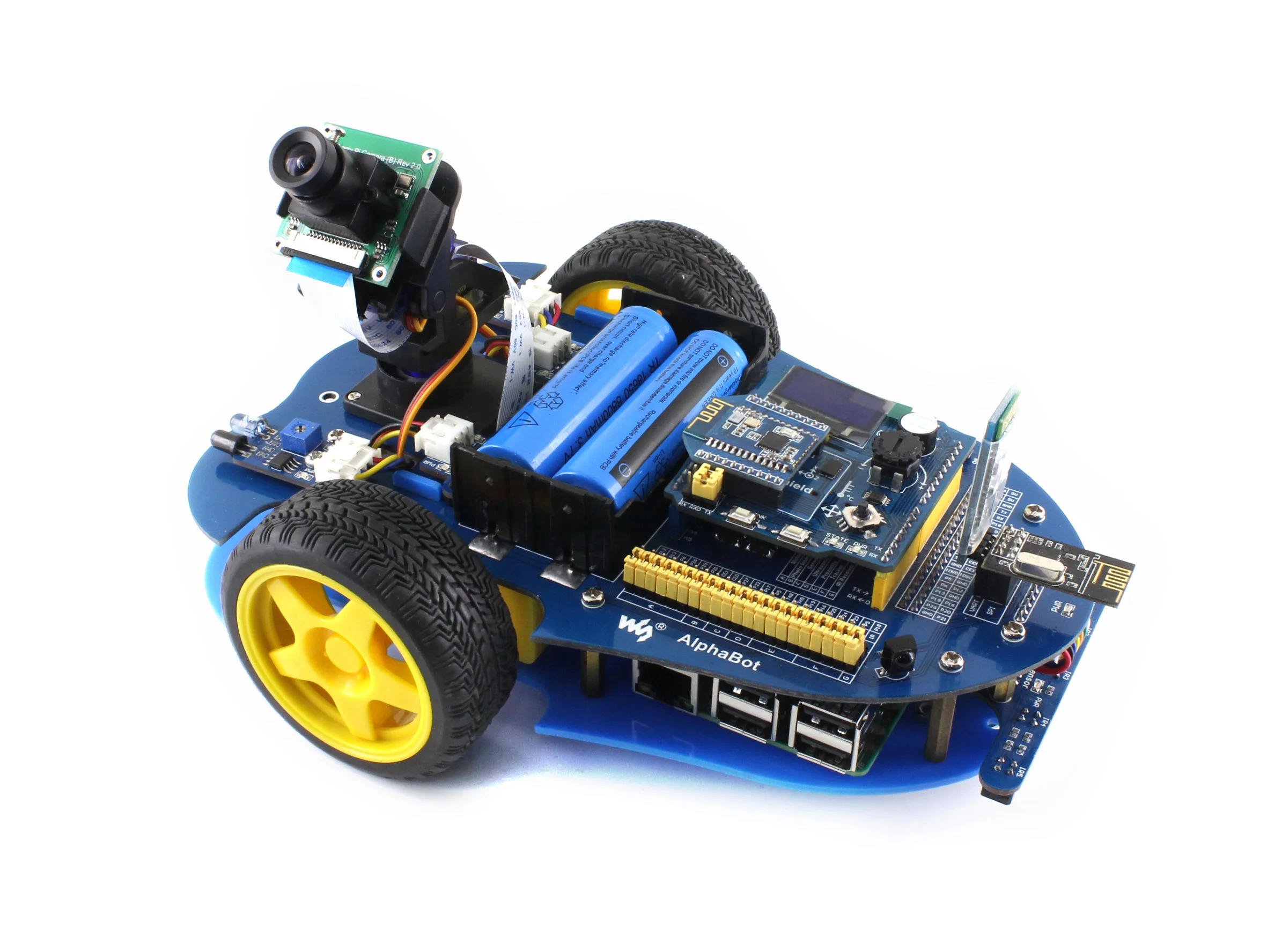 Alfabot-Pi (Per L'Europa), Kit Di Costruzione Robot Raspberry Pi, Raspberry Pi 3B Alfabot + Camera, Viene Fornito Con Adattatore Di Alimentazione Spin