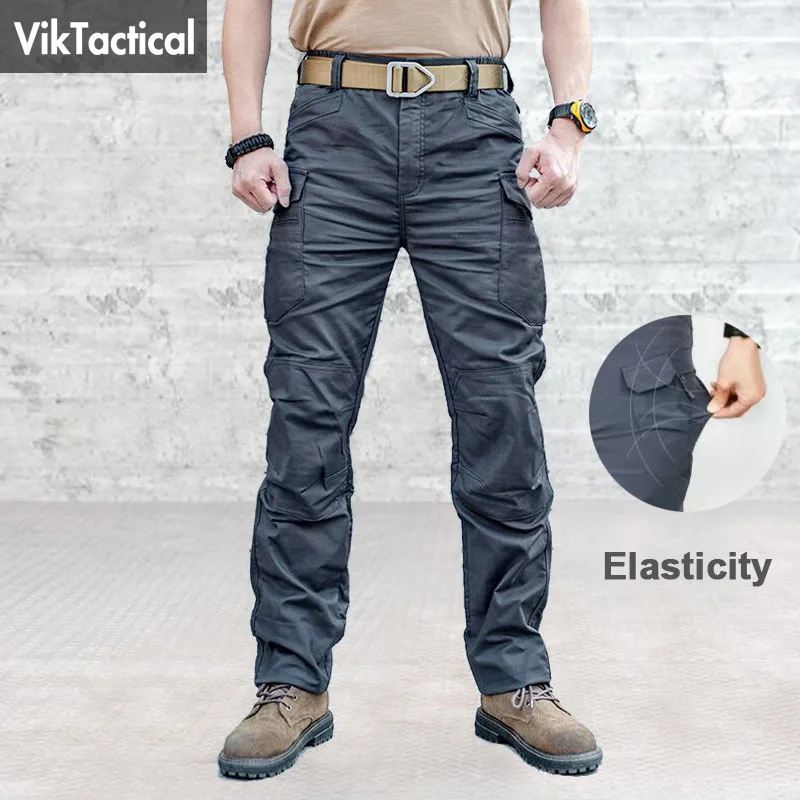 Men City Tactical Pants Multi Pockets Elasticity Cargo Pants Mil