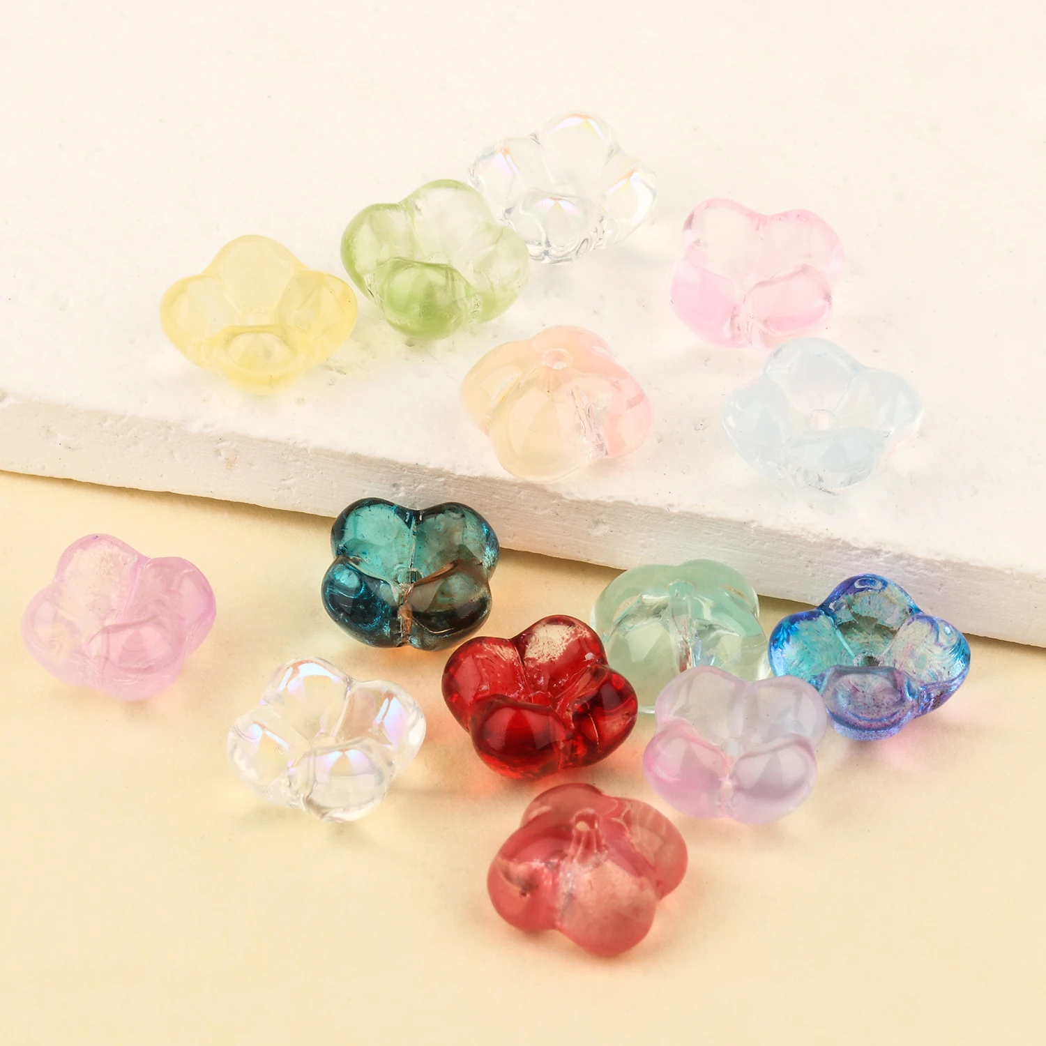 

10x6mm AB Clear Czech Lampwork Crystal Plum Flower Shape Glass Spacer Bead For Jewelry Making Diy Needlework Bracelet