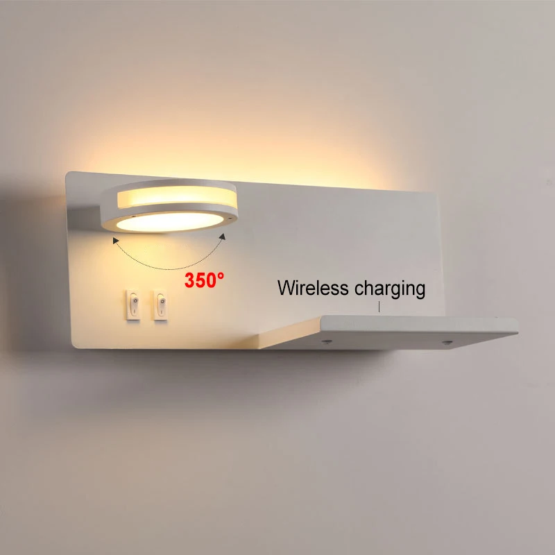 Wall lamp LED Wireless Charging USB wall light modern sconces with switch light indoor lighting home decor living room bedroom