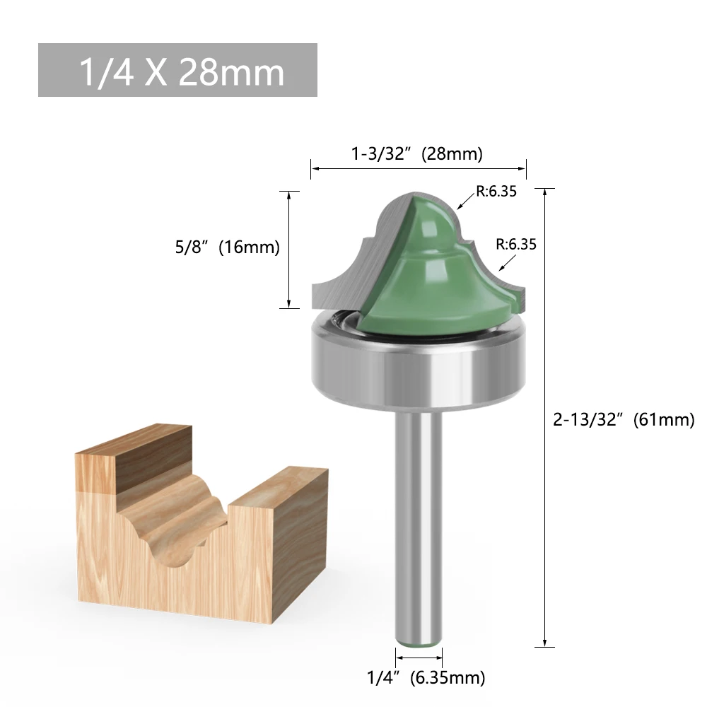 AURWOF 1pc 6,35mm Schaft Doppel Römischen Ogee Kanten Router Bit Lager Holz Linie Messer Fräser Für Holz hobbing C 0707219 GN – Detail 5