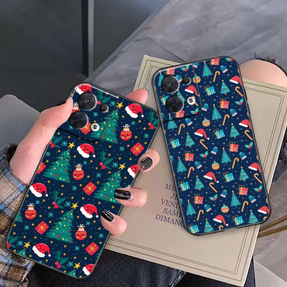 Merry Christmas Elk Santa Hat Tree Phone Case Per Oppo Find X5 X3 X6 Reno 10 8 7 7Z 6 6Z 5 4 Lite Pro Case Shell Funda Coque