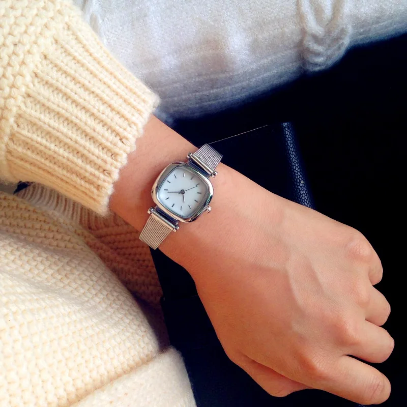 

Fashion Watches for Women Square Dial Steel Mesh Simple Casual Ladies Wrist Watch Clock Gift Womens Relojes Para Mujer