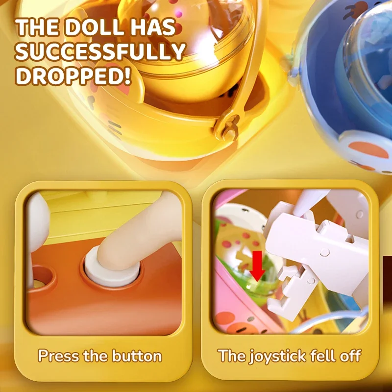 Mini Claw Machine Toy for Kids Portable Plush Doll Grabber Girl with Music Toy Crane Machine Party Game Children's 3 Years Gifts