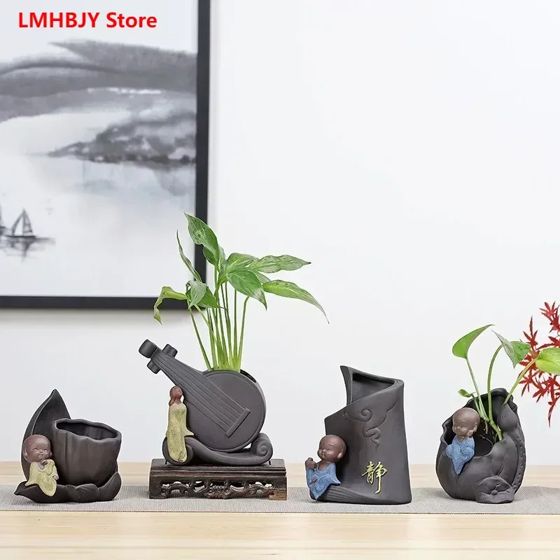 

Ceramic Small Vase Decoration Green Plant Tabletop Water Culture Living Room Decoration Green Apple Tea Ceremony Arrangement