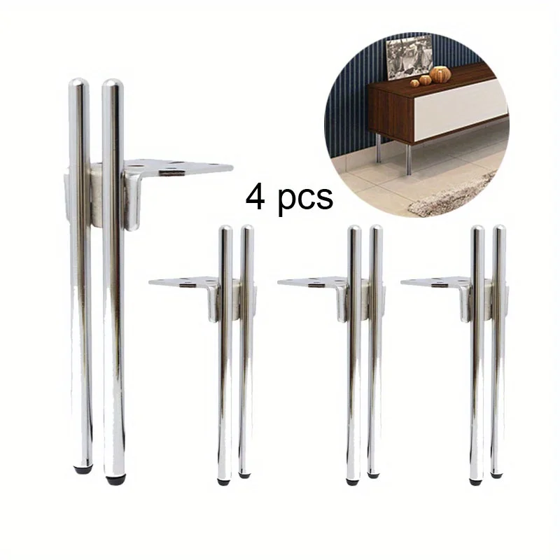 4 Stück Möbel-Metallbeine, Schrankfüße, Metall, Sofa, Nachttisch, Kleiderschränke, Füße, Ersatzbein, höhenverstellbar, Möbel, Tischbeine – Detail 1