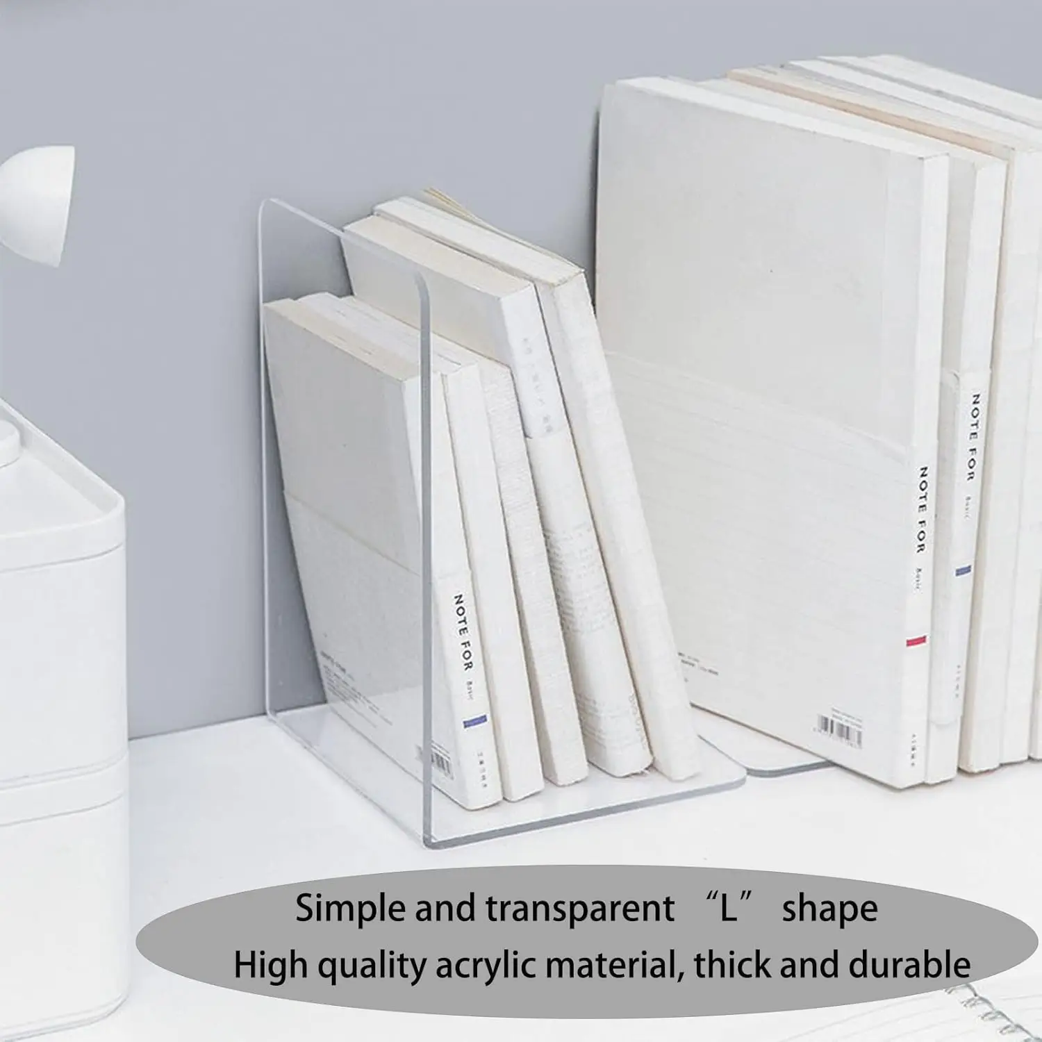 8pcs Acrylic Bookends Non-Skid Book End Clear Book Holder for School Library and Desktop Organizer Book Ends for Book Shelves 2