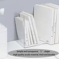 8pcs Acrylic Bookends Non-Skid Book End Clear Book Holder for School Library and Desktop Organizer Book Ends for Book Shelves 2