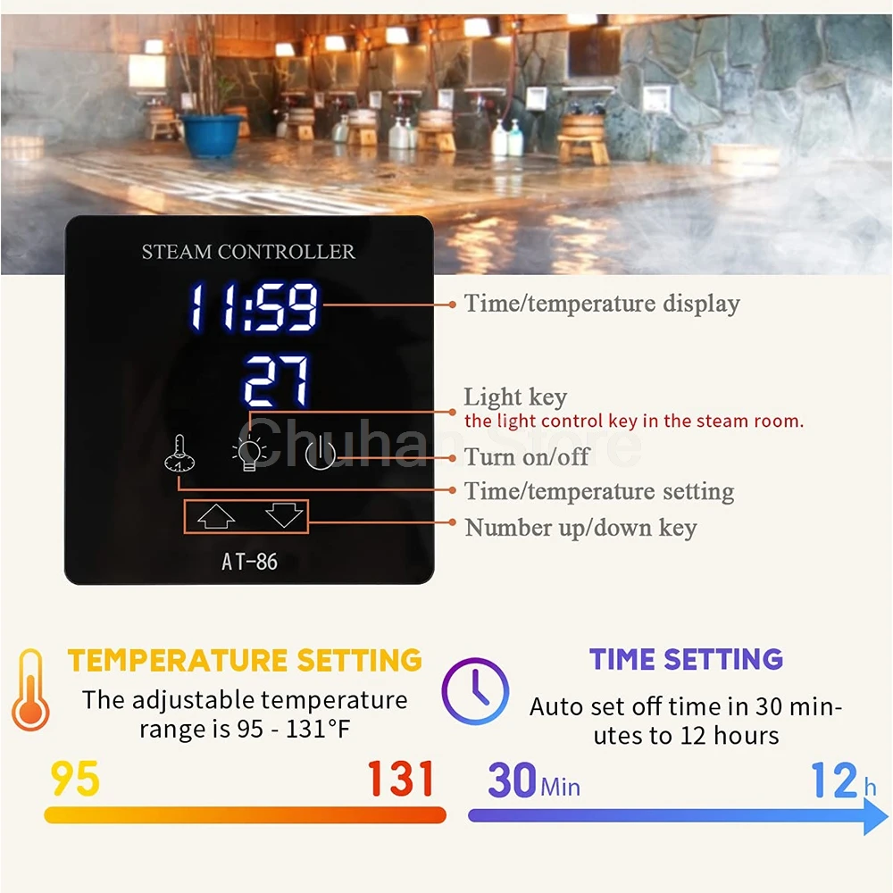 3-18KW Touch Screen Spa Sauna Temperature Controller Repair Parts For ATS ST AT Series Steam Bath Generator Machine 6