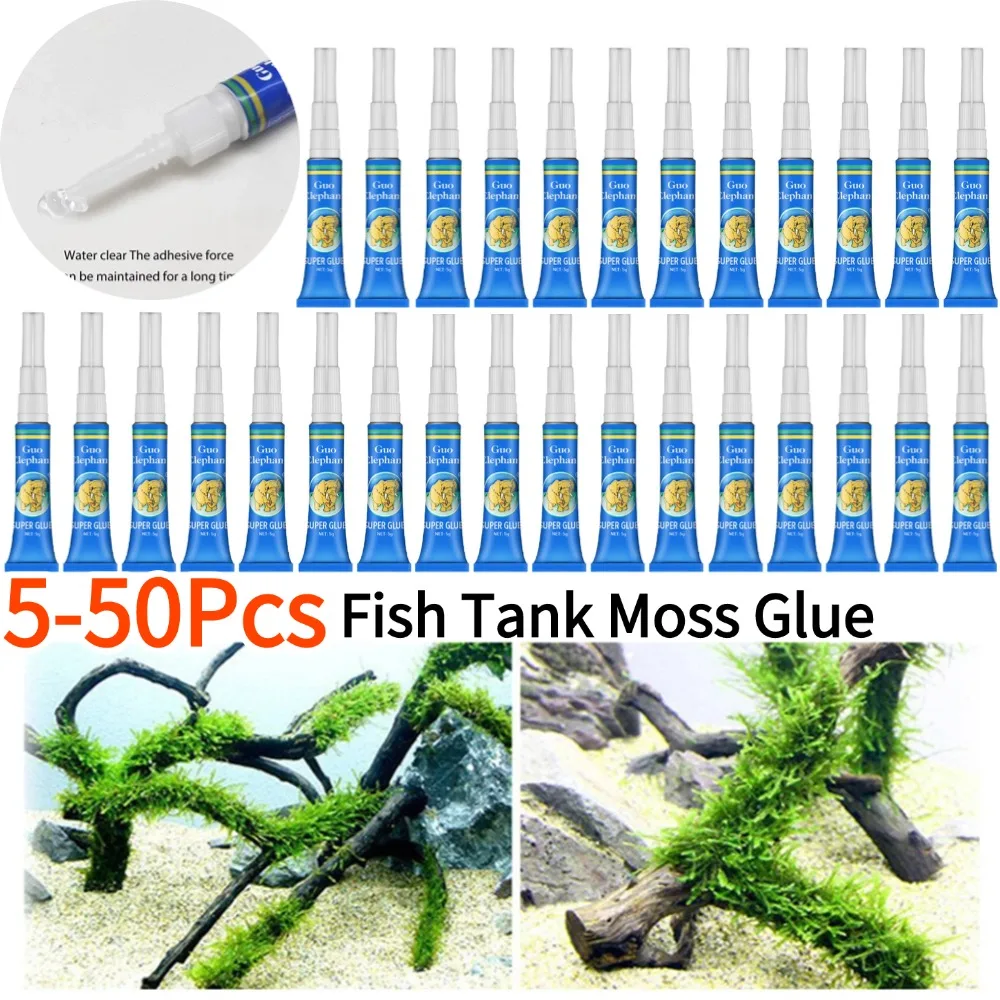Fish Tank Landscaping Moss Glue Aquarium Aquatic Water Grass Stick Fixing Glue Aquatic Plants Driftwood Underwater Gel 50-5Pcs aquarium glue