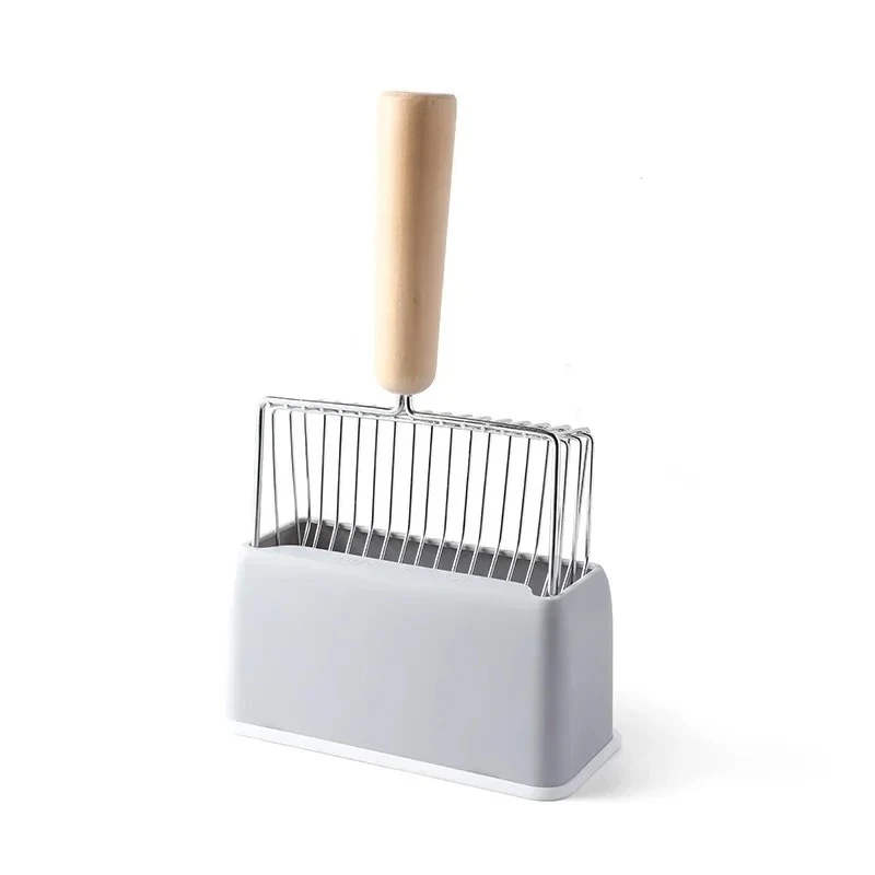 Cat Litter Shovel Set With Wooden Handle For Cat Toilet Cleaning_voghion.com
