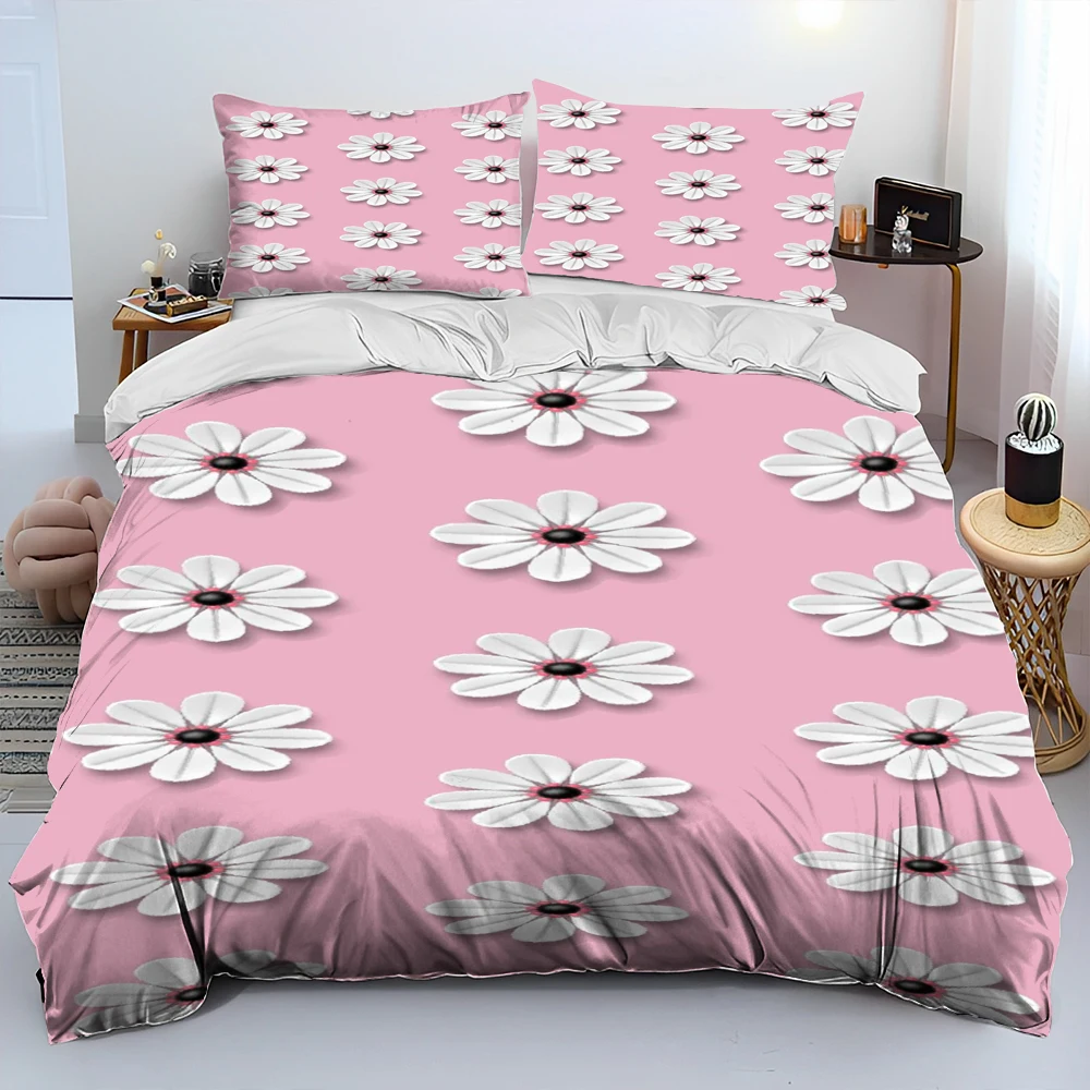 

Nordic Sun Flower Daisy Comforter Bedding Set,Duvet Cover Bed Set Quilt Cover Pillowcase,King Queen Size Bedding Set Adult Child