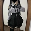 2024 Japanese Black Short Skirt Set Gothic Ruffle Mini Skirts Sexy Lace Off Shoulder Lolita Shirt Gown Faldas Y2k Aesthetic Suit 6