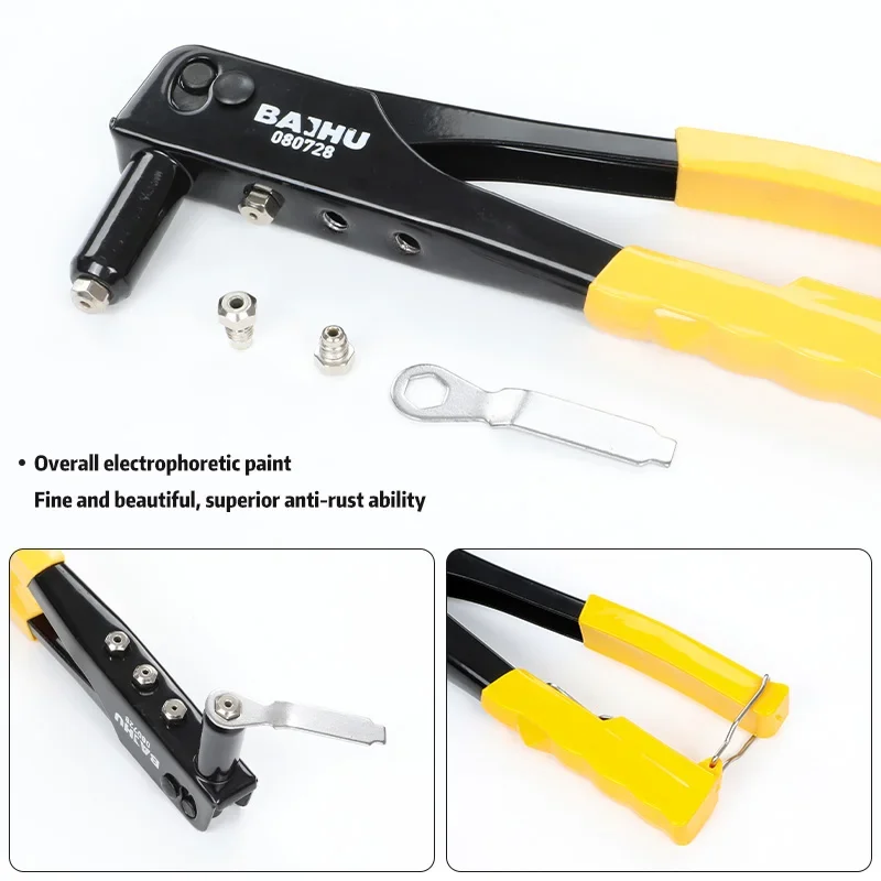 4 in 1 Single Hand Blind Rivet Guns Nose Piece Manual Riveting Riveter Tool Hand Tools