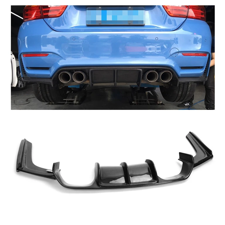 

3 PCS Carbon fiber Rear diffuser VRS style For BMW 3 4 Series F80 F82 F83 M3 M4 2015+ Auto Carbon Rear Bumper Diffuser