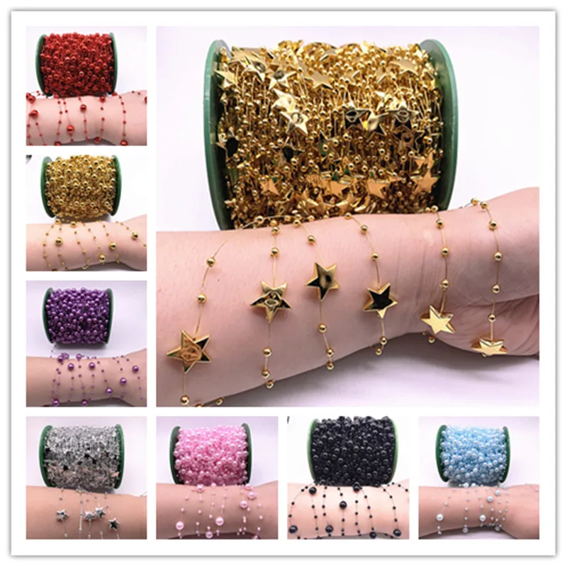Flower bead garland 5yards Fishing Line Artificial Pearls Chain Garland Wedding Party Decoration DIY