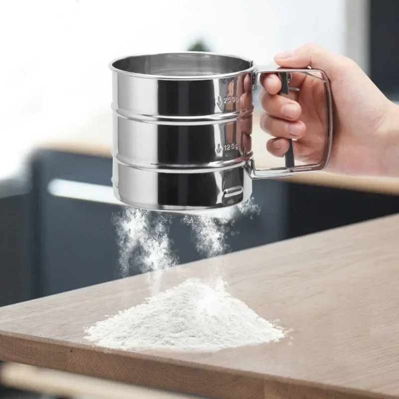 Baking Tools Stainless Steel Hand-held Flour Sieve Cup
