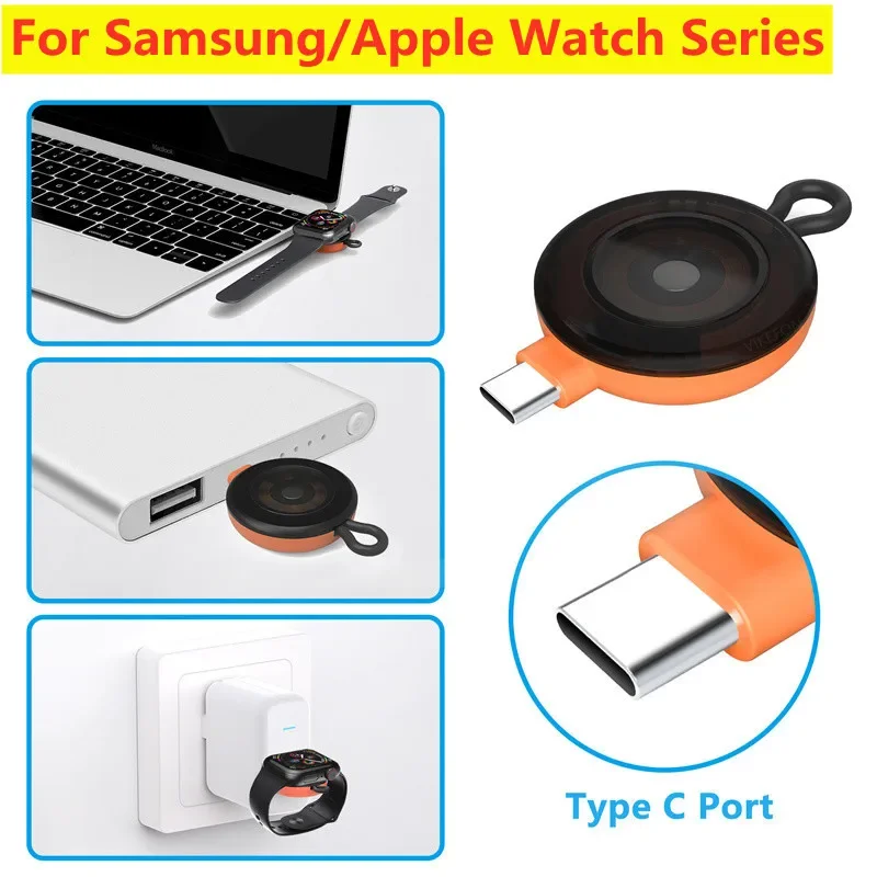 Portable Watch Wireless Charger For Samsung Galaxy 5 Pro 5/4/3 Active 2/1 Sport/S3 Type C Magnetic Charging Wireless Chargers