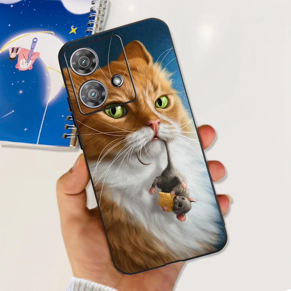 Cute Cat & Butterfly Soft Silicone Phone Case for Motorola Edge 40 Neo - Stylish Protective Back Cover