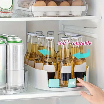 360 ° Giradischi Organizzatore per frigorifero e vassoio portaoggetti per frigorifero Organizzatore rettangolare per frigorifero Contenitori per lattine per bevande Portaspezie 1