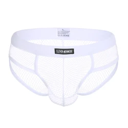 Men's Mesh Underwear - Sexy Transparent Breathable Briefs, Low - Rise Net Panties Shorts - XXL (White)