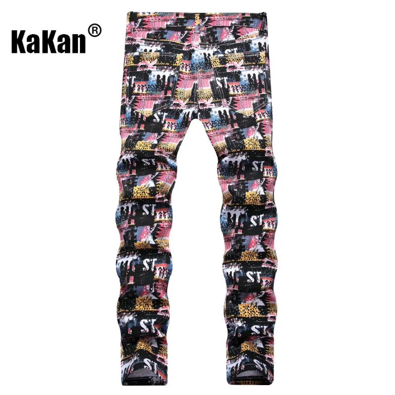 Kakan - New Street Printed  Personalized Jeans, Alternative and Versatile Stretch Jeans K19-8836