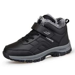 Men's Waterproof Winter Ankle Boots with Warm Plush Lining and Non-Slip Sole - 45 (Black)