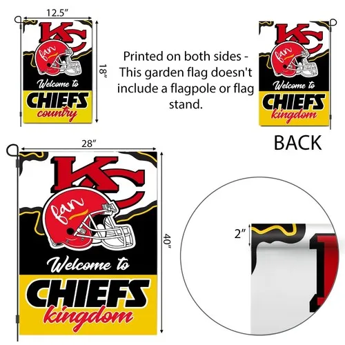 Chiefs Kingdom Spirit Double-Sided Garden Banner, 12x18 Yard Flag