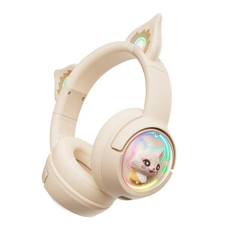 

Wireless Headset With Mic Wireless Music Headphones With Microphone Glowing Led Lights Long Battery Life Noise Reduction