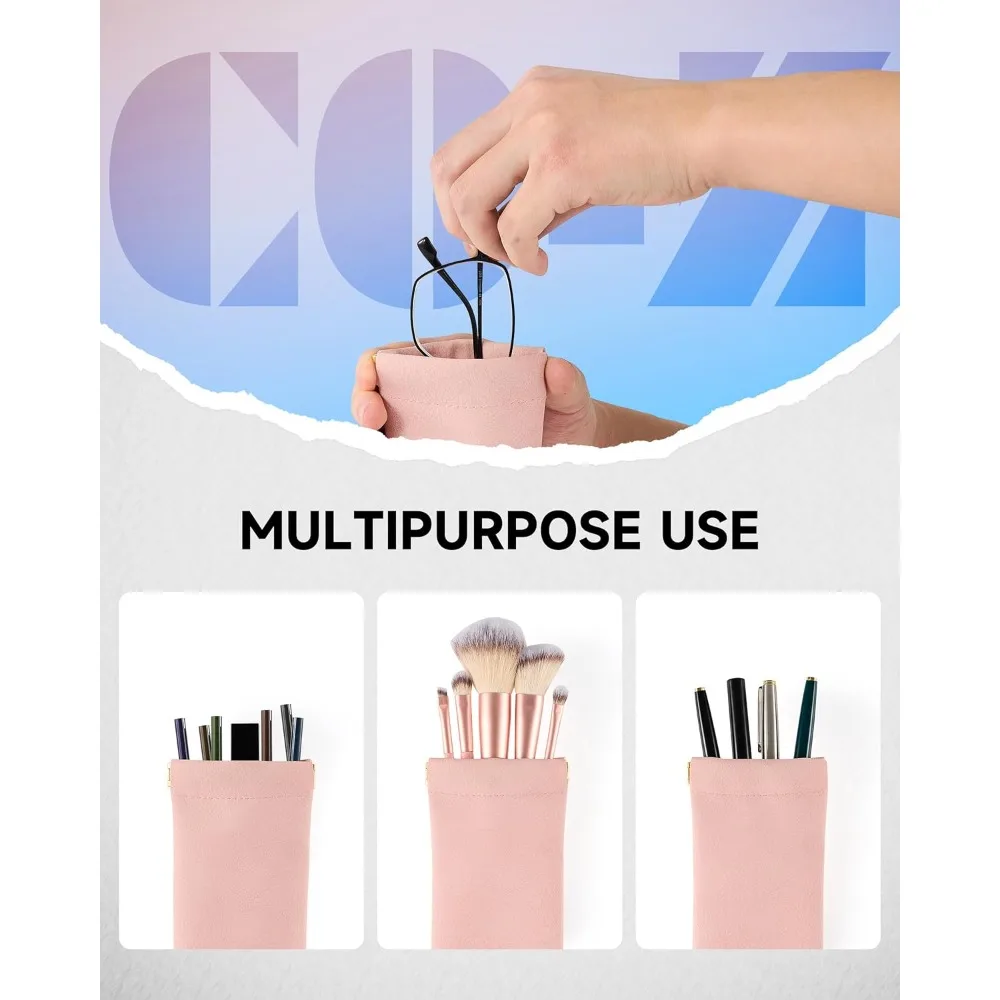 Ultra Lightweight Squeeze Top Eyeglass Case with Cleaning Cloth, Portable Soft Sunglasses Case for Men and Women