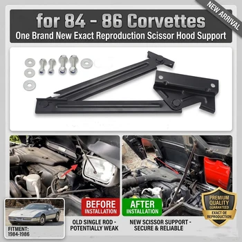 Supporto a forbice per cofano auto, braccio a cerniera in ferro nero, ricambio per Corvette 1984-1986, supporto per cofano motore anteriore