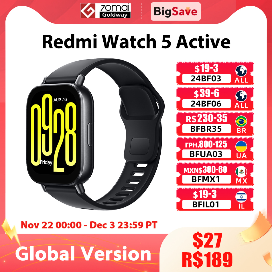  Xiaomi Redmi Watch 5 Active Global Version Smartwatch 2'' LCD Display Bluetooth Phone Call 18 Days Battery Blood Oxygen 470mAh 