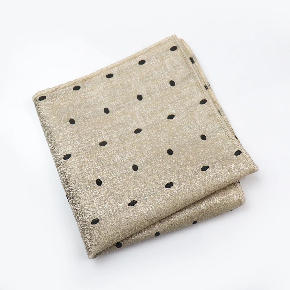 New White Color Pocket Square For Men Polyester Woven Horse Handkerchief 24cm Khaki Paisley Hanky Wedding Party Tuxedo Accessory