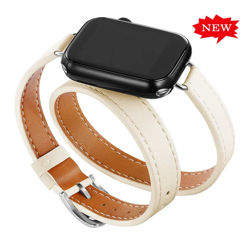 Premium Leather Strap Replacement for Apple Watch - Elegant and Durable Bracelet Accessory