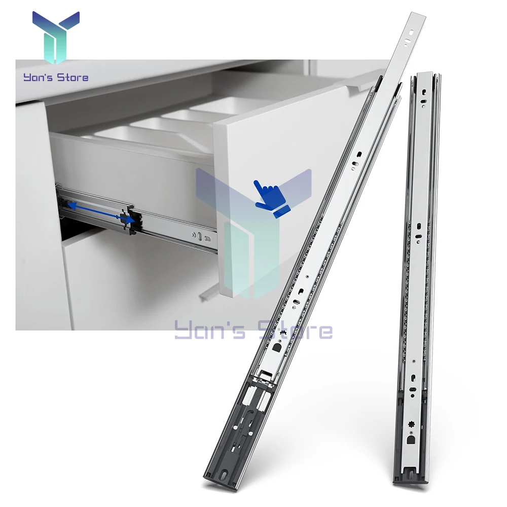 1Pair 12/14/16 Inches Drawer Slide Wide 40 Two-section Ultra-narrow Ball Slide Steel Cabinet Two Way Chute Rail Drawer Track drawer slides