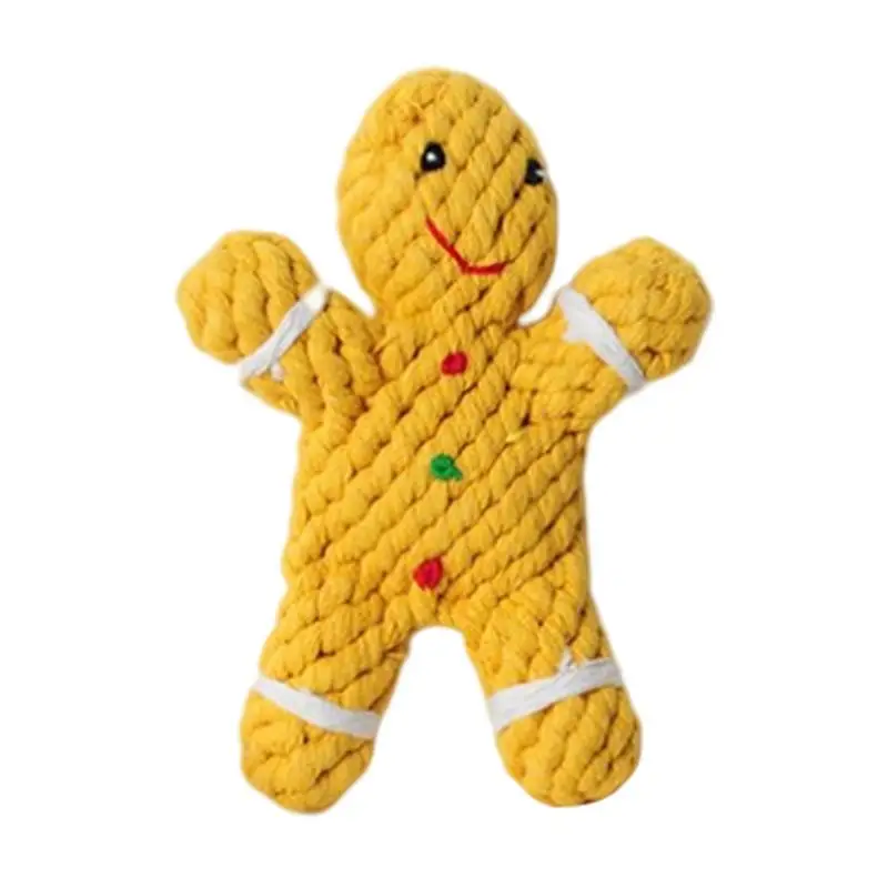 

Christmas Dog Chew Toys Bite-Resistant Tough Cotton Rope Toys Christmas Decoration Interactive Tooth Cleaning Toy Rope Toys For