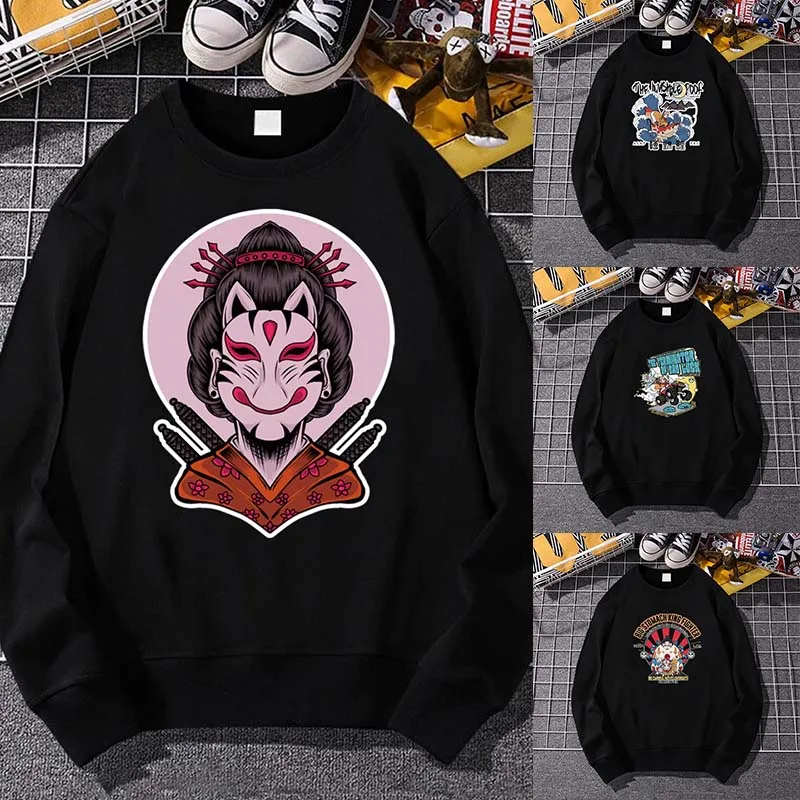 

Spring Autumn Striped Hoodies Women Men Fashion Long Sleeve Hoodie Sweatshirt Harajuku Mask Print Pullovers Casual Clothes Tops