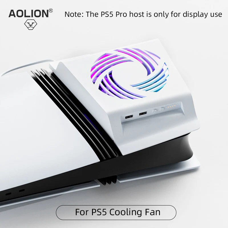 Aolion For PS5 Pro/Slim Console RGB Temperature Sensing Side-mounted Cooling Fan For Playstation 5 PRO Game Console Accessories 1