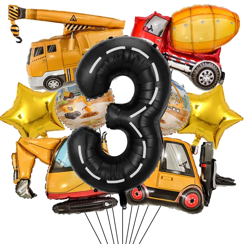 Bau Traktor Thema Junge Geburtstag Geschenk Verpackung Versiegelung Aufkleber Papier Ermutigen Kuchen Topper Banner Ballon Set Party Supp – Detail 11