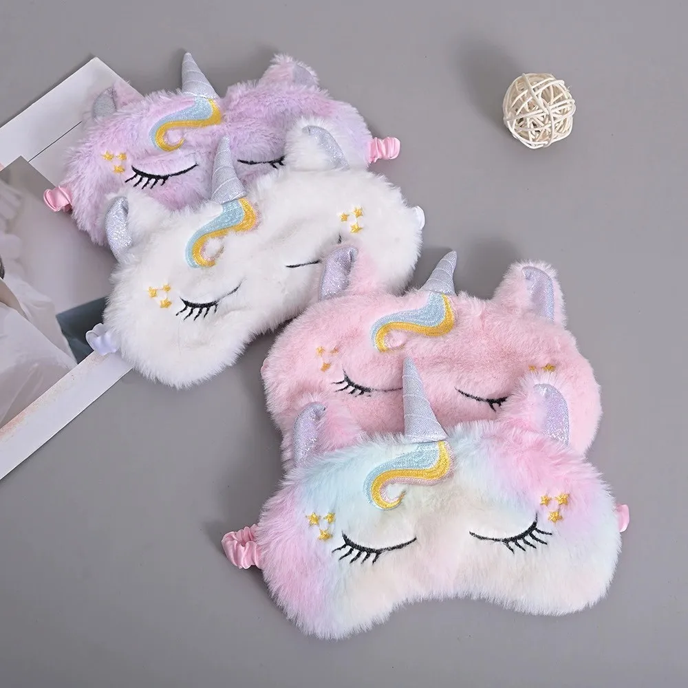 Luxurious Plush Unicorn Sleeping Mask with Glitter Accents