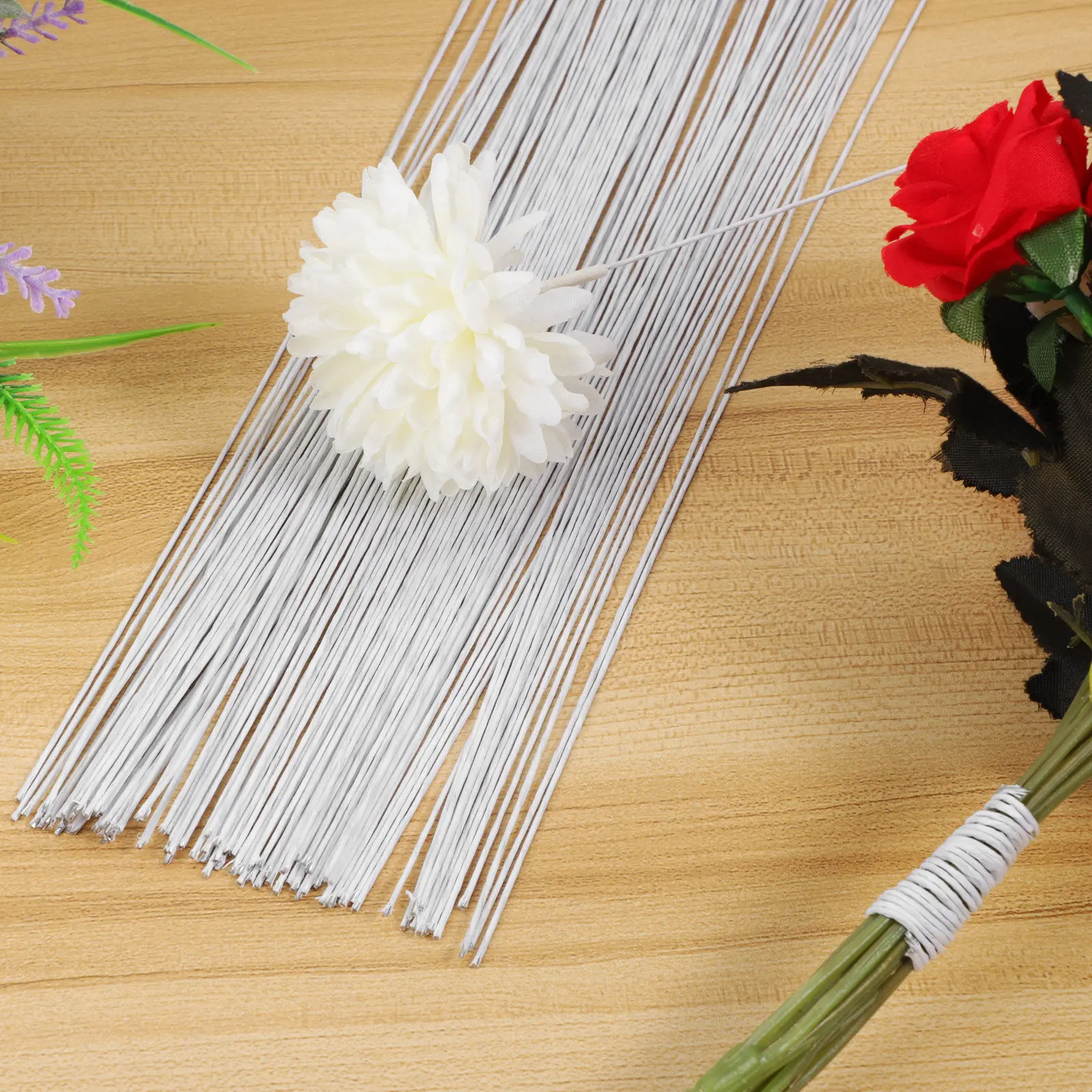 100Pcs DIY 꽃 프로젝트를위한 철 꽃집 와이어 꽃다발 포장 화환 만들기 공예 장식 편리한 와이어 줄기