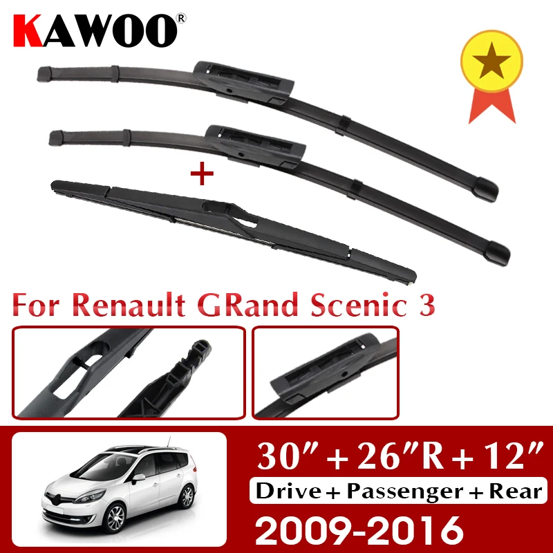 KAWOOFrontRearWindshieldWindscreenWiperBladesSetForRenault