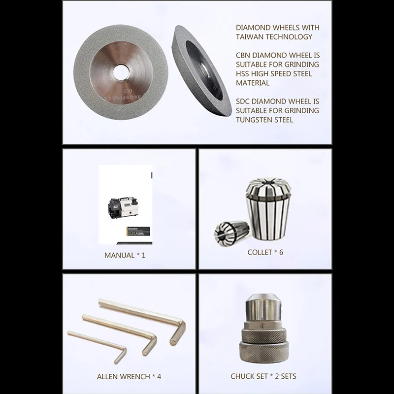 4~14mm Drill Bits Sharpener Grinder Milling Cutter with SDC / CBN Grinder Wheel for HSS material Drill Bits 4