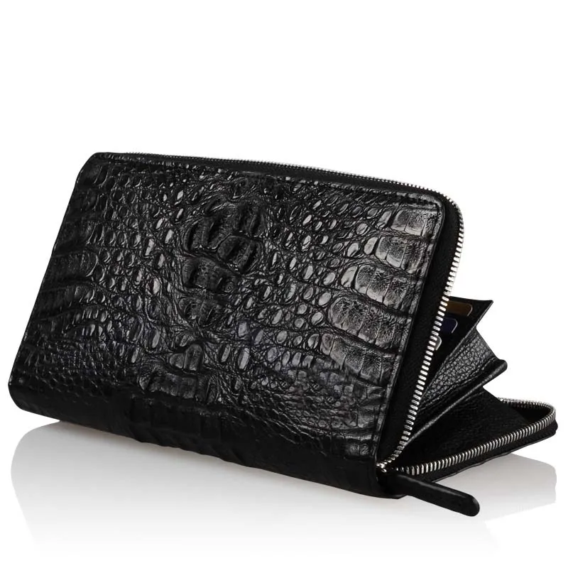 

kadilaier New arrival Thai crocodile leather handbag men crocodile leather handbag zipper handbag Long Wallet men clutch bag